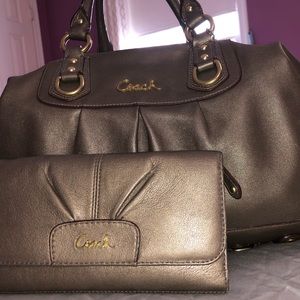 Coach Ashley Leather Satchel and Wallet Combo